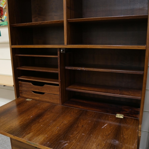 2081 - POUL HUNDEVAD & CO - Danish rosewood cabinet with 8 drawers and bureau bookcase over, height 196cm, ... 