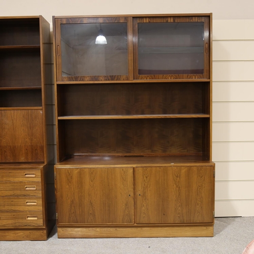 2082 - POUL HUNDEVAD & CO - Danish rosewood cabinet with beech interior cupboards and sliding glass doors, ... 