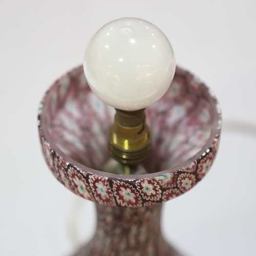 65 - A Millefiori glass table lamp with egg-shaped matching glass shade, overall height 42cm