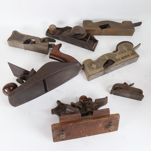 110 - Various Antique woodworking planes, including no. 112, Stanley no. 130, Rabbet plane, Record no. 311... 