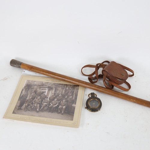 119 - A First World War Period silver-topped walking cane, to Sgt GW Stacey, Edinburgh December 1916, an o... 