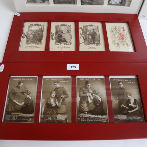 123 - 4 frames of First World War Period sweetheart cabinet cards (4 frames)