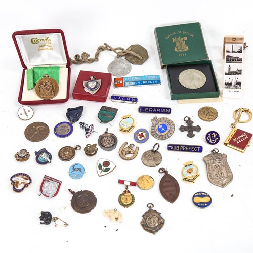 132 - Various medals, medallions, including Festival of Britain, military interest etc