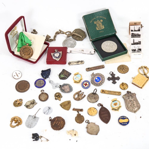 132 - Various medals, medallions, including Festival of Britain, military interest etc