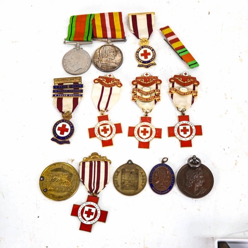 134 - Enamelled Red Cross badges, WW2 medals etc