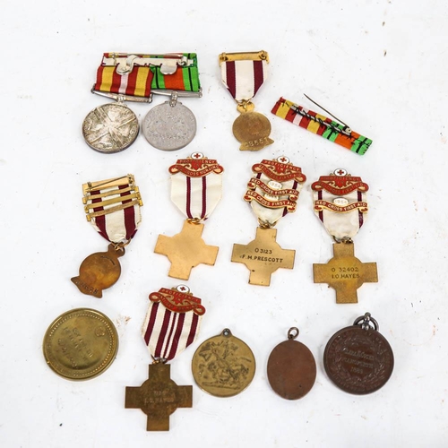 134 - Enamelled Red Cross badges, WW2 medals etc