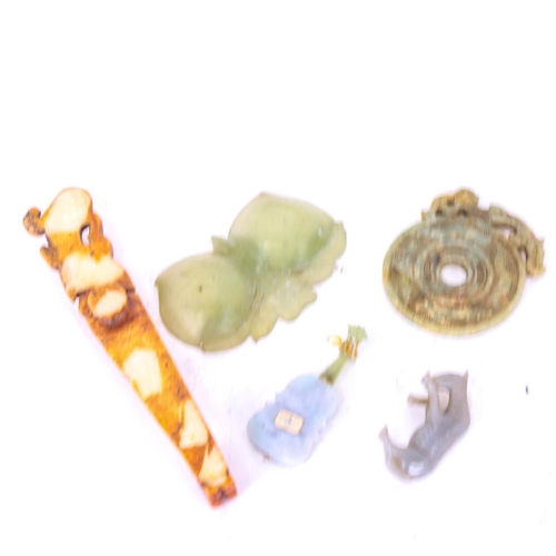 141 - A group of 5 jadeite items, longest 20cm