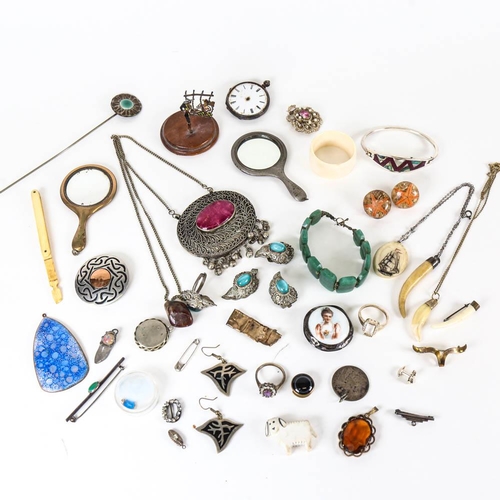 151 - Costume jewellery, miniature mirrors etc