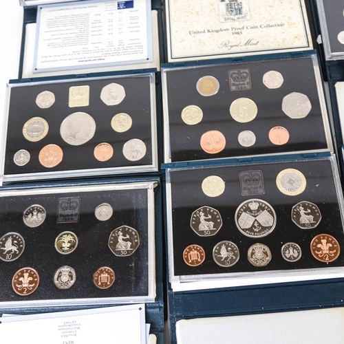 160 - 9 cased sets of United Kingdom proof coins