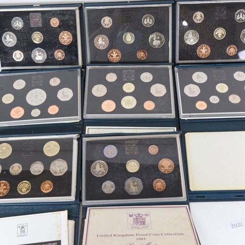 166 - 8 UK proof coin collections, including 1984 and 1993