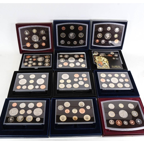 173 - 12 cased sets of UK proof coin collections, 2000 - 2011