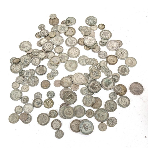 175 - A collection of British pre-decimal coins, including pre-1947 silver content