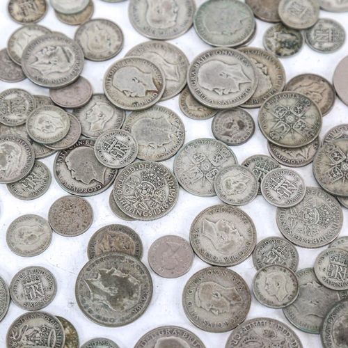 175 - A collection of British pre-decimal coins, including pre-1947 silver content