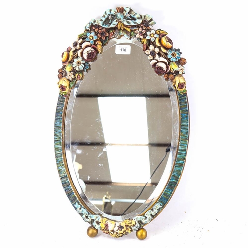 178 - A Barbola oval wall mirror, height 56cm