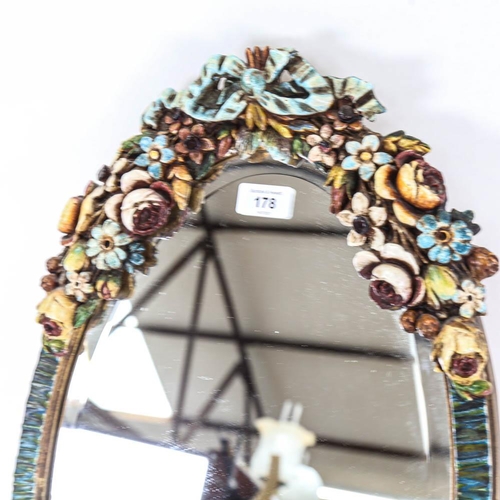 178 - A Barbola oval wall mirror, height 56cm