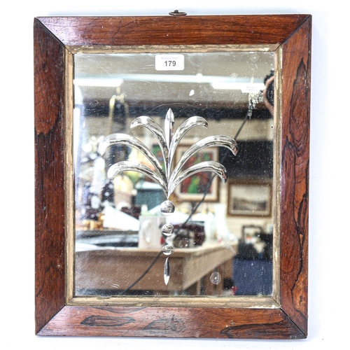 179 - A small Antique rosewood-framed cut-glass rectangular wall mirror, overall 44cm x 37cm