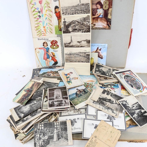 184 - Scrapbooks, postcards and greetings cards