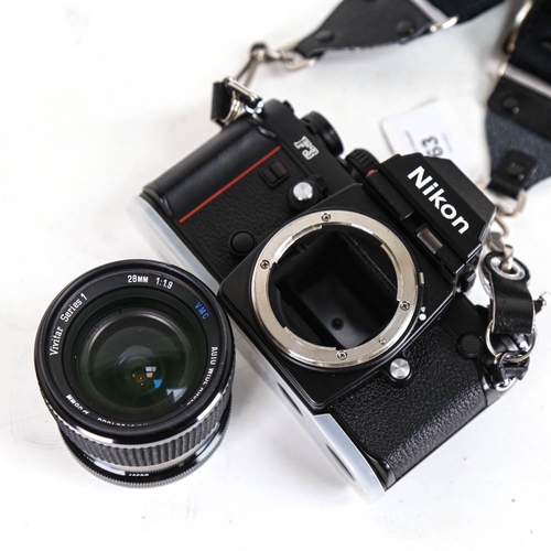 63 - NIKON - a Vintage F3 35mm single lens reflex camera, with Vivitar Series I 28mm 1:1.9 lens and Skyli... 