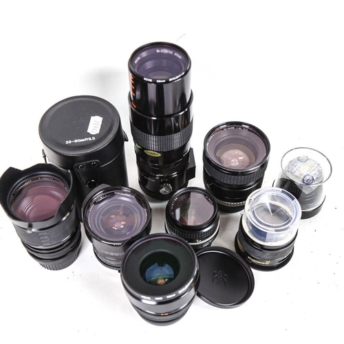 70 - Various Vintage camera lenses, including Vivitar Series I, Hoya Sigma etc