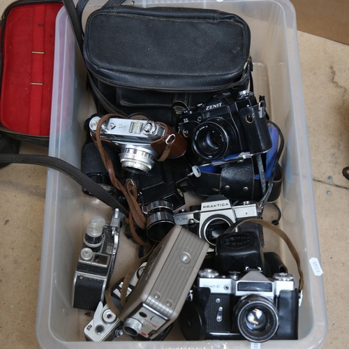 77 - Various Vintage cameras and equipment, including Kodak Retina IIIS, Praktica 35mm reflex camera etc ... 