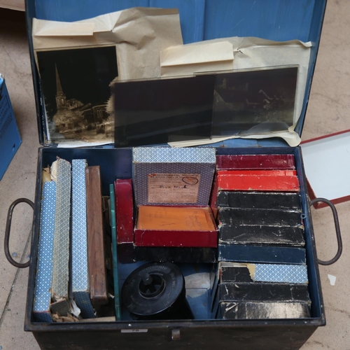 78 - A quantity of Victorian Ilford glass lantern plates, including some large scale and mostly annotated... 