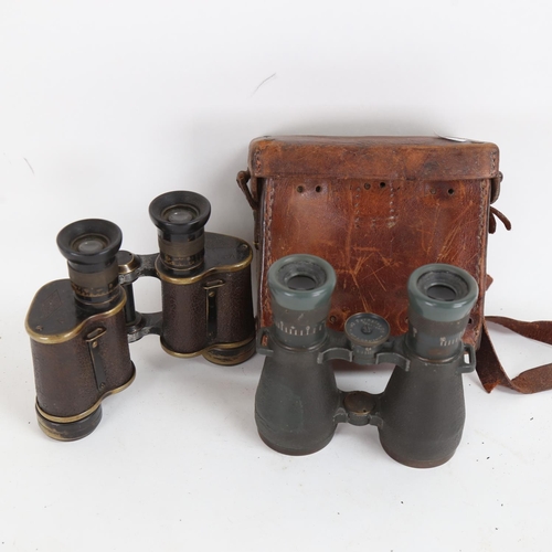 91 - A pair of First World War Period military issue Dollond Prismatic x 6 binoculars, and a pair of Germ... 