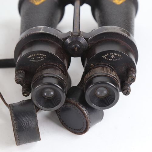 92 - A pair of Second World War Period Barr & Stroud military issue CF41 7x Naval binoculars, marked AP n... 