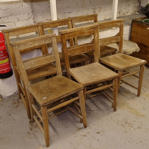 2404 - A set of 6 early 20th century elm-seated Sunday school chairs