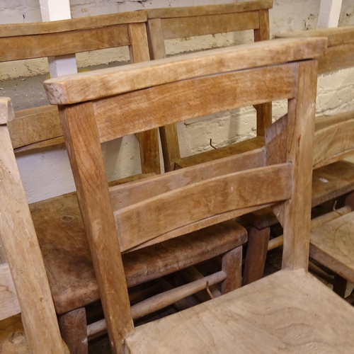 2404 - A set of 6 early 20th century elm-seated Sunday school chairs