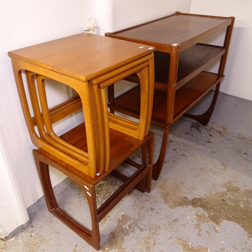 2421 - 2 mid-century teak rectangular coffee tables, and a teak nest of 3 tables and another (4)