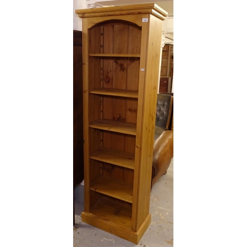 2422 - A narrow pine open bookcase, 5 shelves (4 adjustable), W60cm, H183cm, shelf depth 26cm