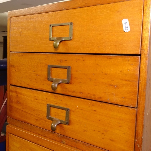 2433 - A pair of early 20th century 3-drawer table-top filing chests, W40cm, H33cm, D30cm