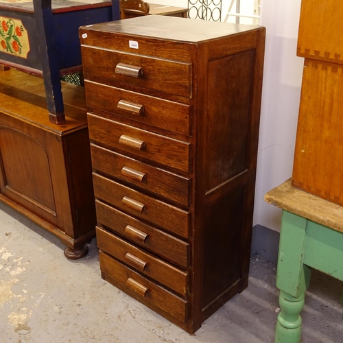 2434 - A narrow Edwardian oak 8-drawer chest, W51cm, H107cm, D37cm