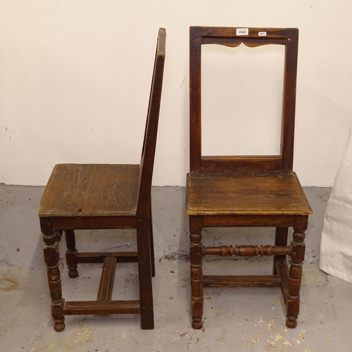 2442 - A pair of 18th century pegged oak side chairs