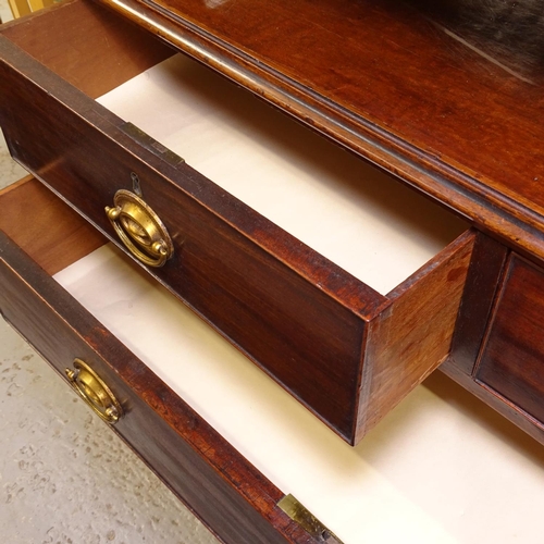 2450 - A Georgian mahogany chest of 2 short and 3 long drawers, on bracket feet, W182cm, H100cm, D52cm