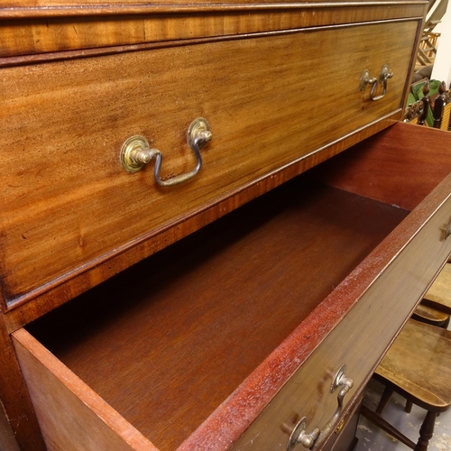 2451 - A reproduction Georgian style mahogany chest of 4 long drawers, with bracket feet, W80cm, H78cm, D46... 