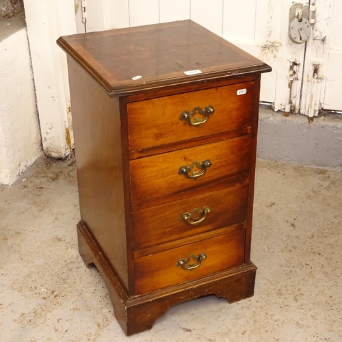 2452 - A reproduction crossbanded mahogany chest of 4 short drawers, W41cm, H71cm, D44cm