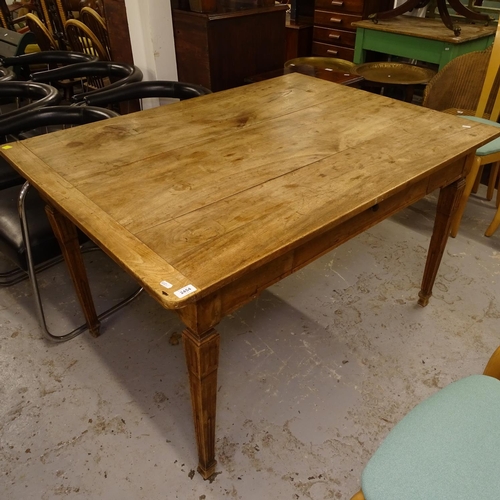 2454 - A rectangular plank-top farmhouse kitchen table, W128cm, H79cm, D96cm