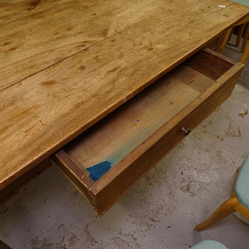 2454 - A rectangular plank-top farmhouse kitchen table, W128cm, H79cm, D96cm