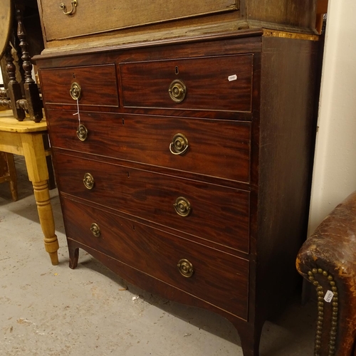 2465 - A 19th century square mahogany 5-drawer chest, W107cm, H105cm, D53cm