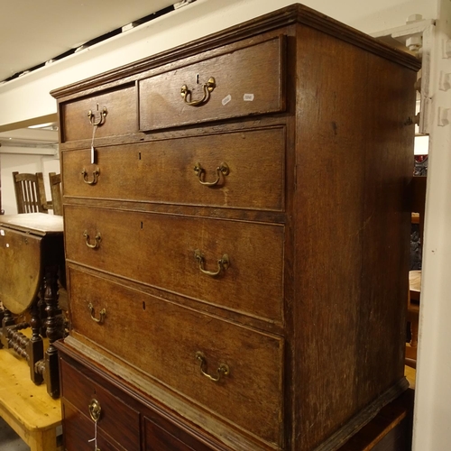 2466 - A 19th century oak 5-drawer chest (A/F), W98cm, H84cm, D51cm