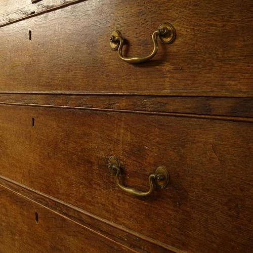 2466 - A 19th century oak 5-drawer chest (A/F), W98cm, H84cm, D51cm