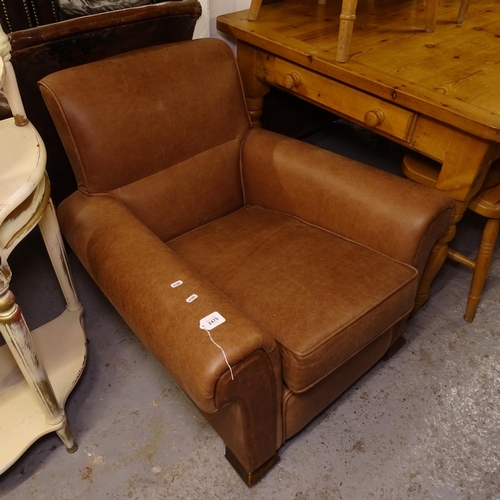 2475 - An early 20th century brown leather-upholstered Club chair