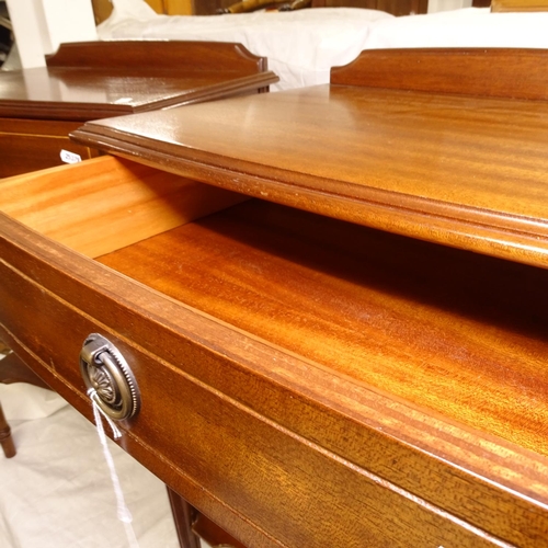 2483 - A pair of reproduction mahogany bedside tables, with single frieze drawers, W48cm, H73cm, D35cm