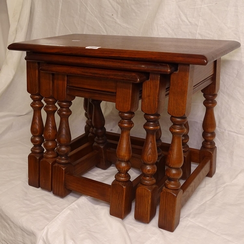 2489 - A rectangular oak nest of 3 occasional tables, widest 60cm