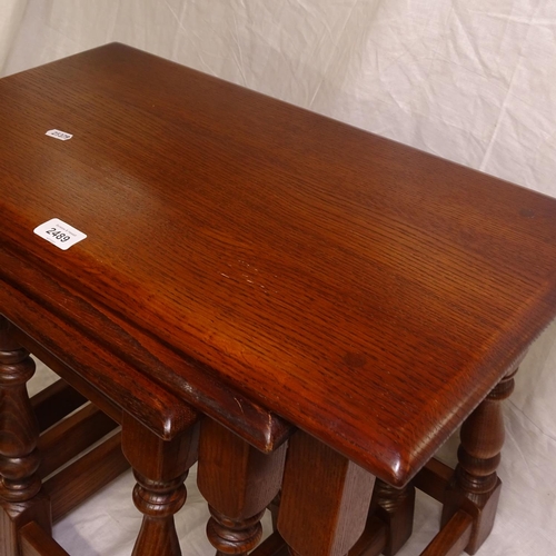 2489 - A rectangular oak nest of 3 occasional tables, widest 60cm