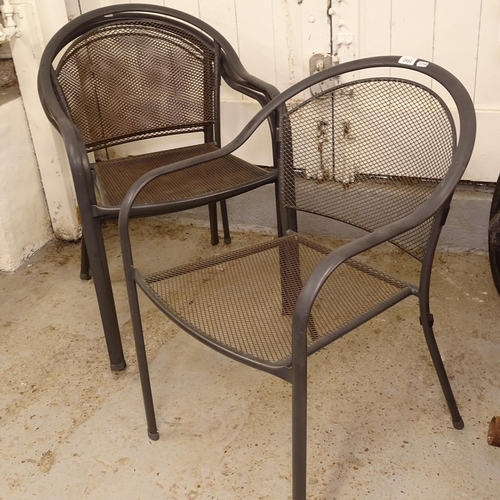 2492 - A set of 4 tubular metal and mesh-seated garden chairs