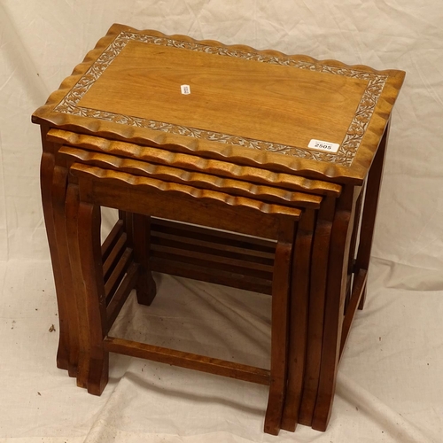 2505 - A quartetto nest of 4 hardwood occasional tables, widest 45cm