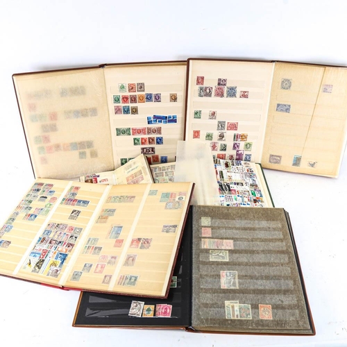 219 - Brown stamp albums with assorted stamps, presentation pack, Mexico stamps etc