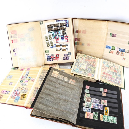 219 - Brown stamp albums with assorted stamps, presentation pack, Mexico stamps etc